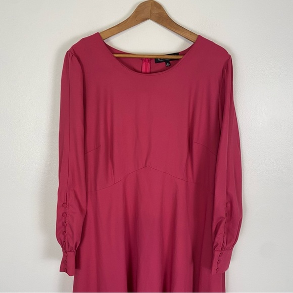 Eloquii Barbie Pink Bishops Long Sleeve Midi Dress Size 18 A Line - Picture 3 of 13